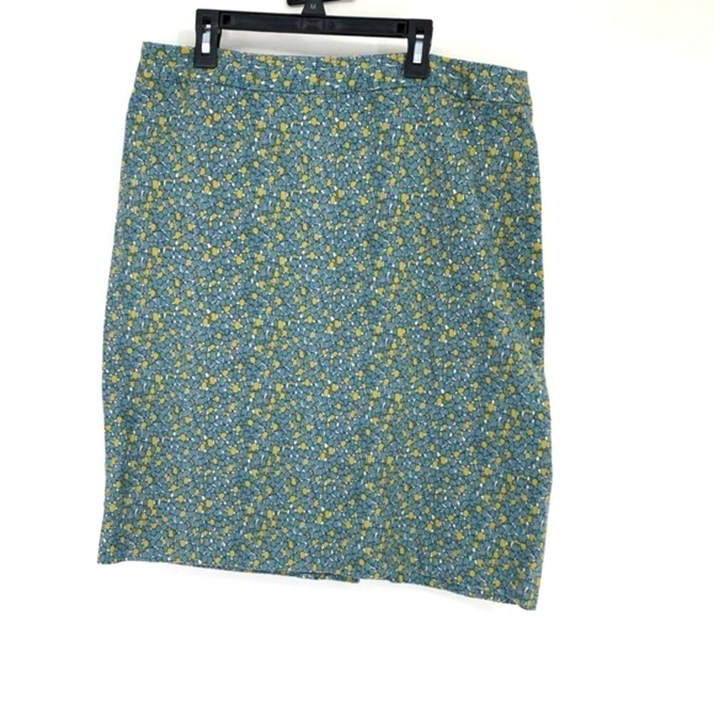 Talbots Blue and Green Geometric Print Pencil Skirt Size 14